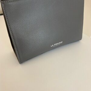 La Prairie Charcoal leather make up Bag 8X6 inches unused